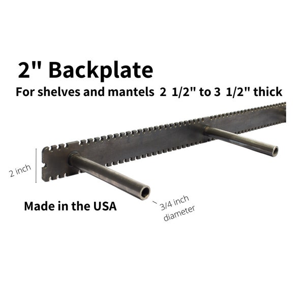 Floating Mantel Bracket - 2 inch back plate - Easy Install - Heavy Duty - perfect for shelves or mantels 2 1/2 - 4 inches thick