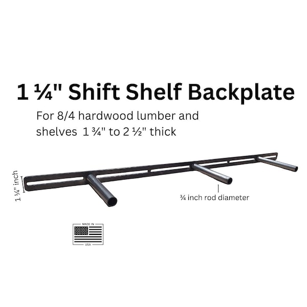 Floating Shelf Bracket: Heavy Duty 3/4" Rod, Shift Shelf