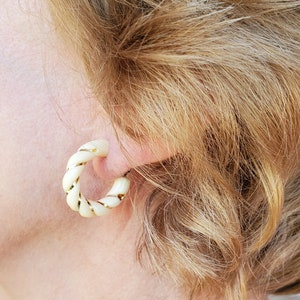 Vintage Hoop clip on earrings with gold thread