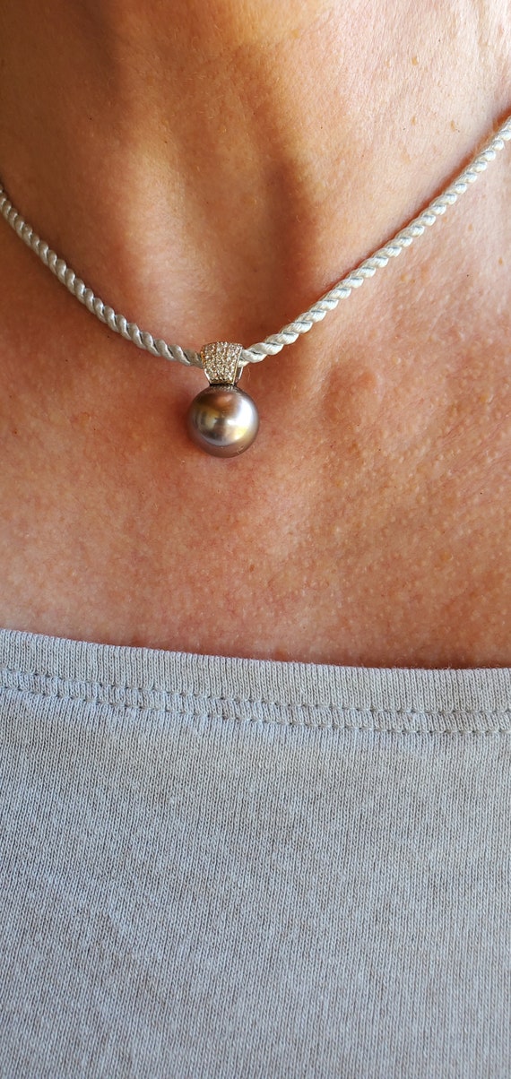 Tahitian pearl and diamond pendant - image 7