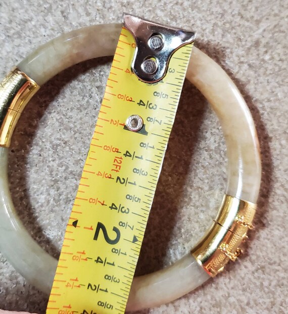 Jade bangle bracelet 14k gold closure|small size … - image 5