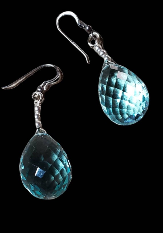 Large Blue Topaz teardrop earrings|gemstone earrin