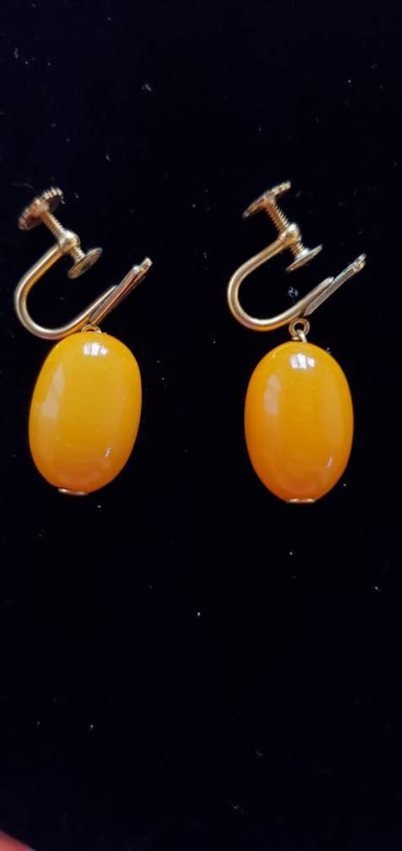 Pure vintage bakelite butterscotch color earrings