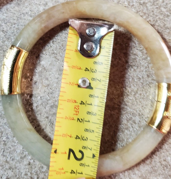 Jade bangle bracelet 14k gold closure|small size … - image 6