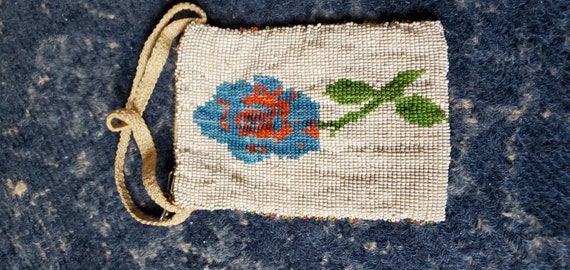 Vintage Native American beaded pouch/bag with flo… - image 2