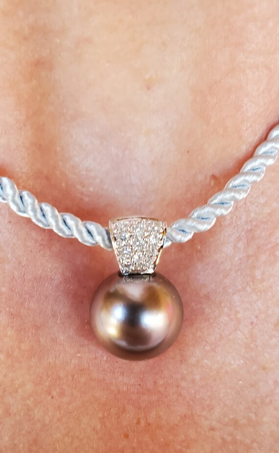 Tahitian pearl and diamond pendant - image 6