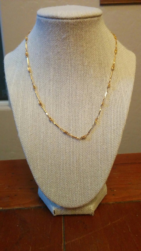 Vintage Gold Tone  Crown Trifari Bar Link Necklace