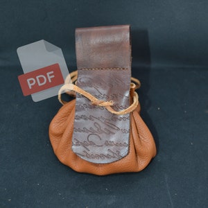 Mittelalterliche Wikinger Leder Kordelzug Tasche Schnittmuster mit verstecktem Kreditkartenetui LARP Ren Faire Norse Thor Template PDF