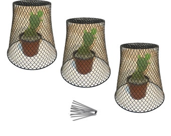 Chicken Wire Mesh Cloche with Base for Plants, Set of Three