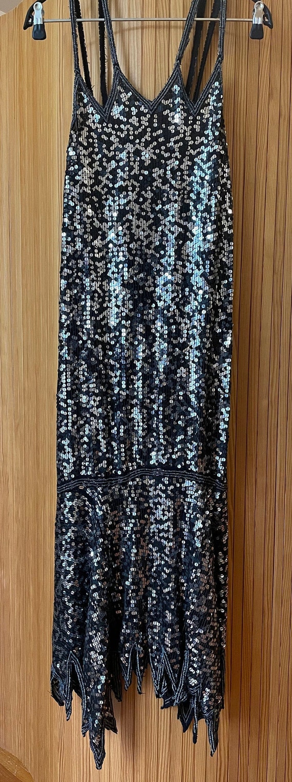 80's FRANK USHER Sequin Strap Maxi-Gown - Gem