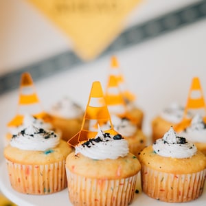 Orange Cone Cupcake Toppers | Traffic Cone | Two Fast Birthday | Construction Birthday Party Decor