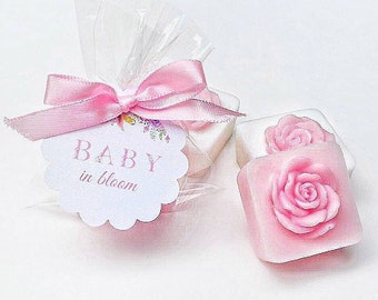 Baby in Bloom Soap Favors, 10 pcs Rose Soap Favors, 10 Pink Floral Rose baby shower favors made with soap