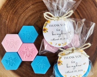 Honey Bee Soap Favors: Pink Honeycomb, Oatmeal Soap (Set of 10 Bags)