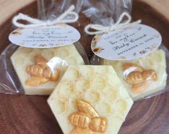 Savon abeille pour baby shower, lot de 10 sacs de savon abeille, savon nid d'abeille abeille, baby shower au miel, mariage sur le thème du miel