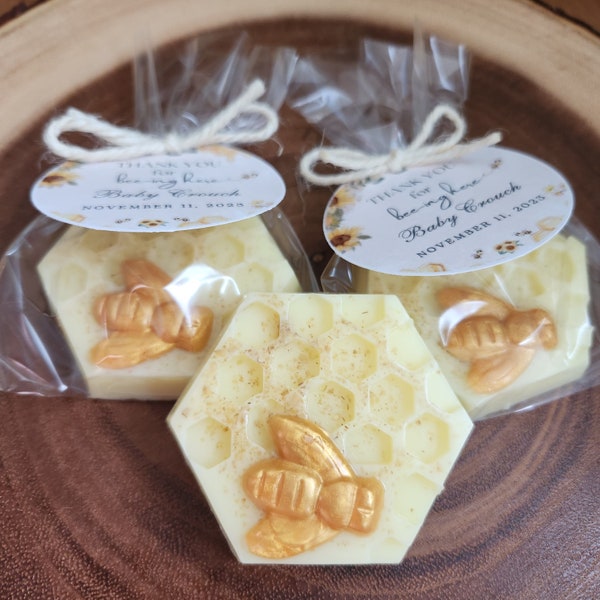Honigbienen-Seife für Babypartys, Set mit 10 Beuteln, Honigbienenseife, Bienenwabenseife, Honig-Babyparty, Hochzeit mit Honig-Thema