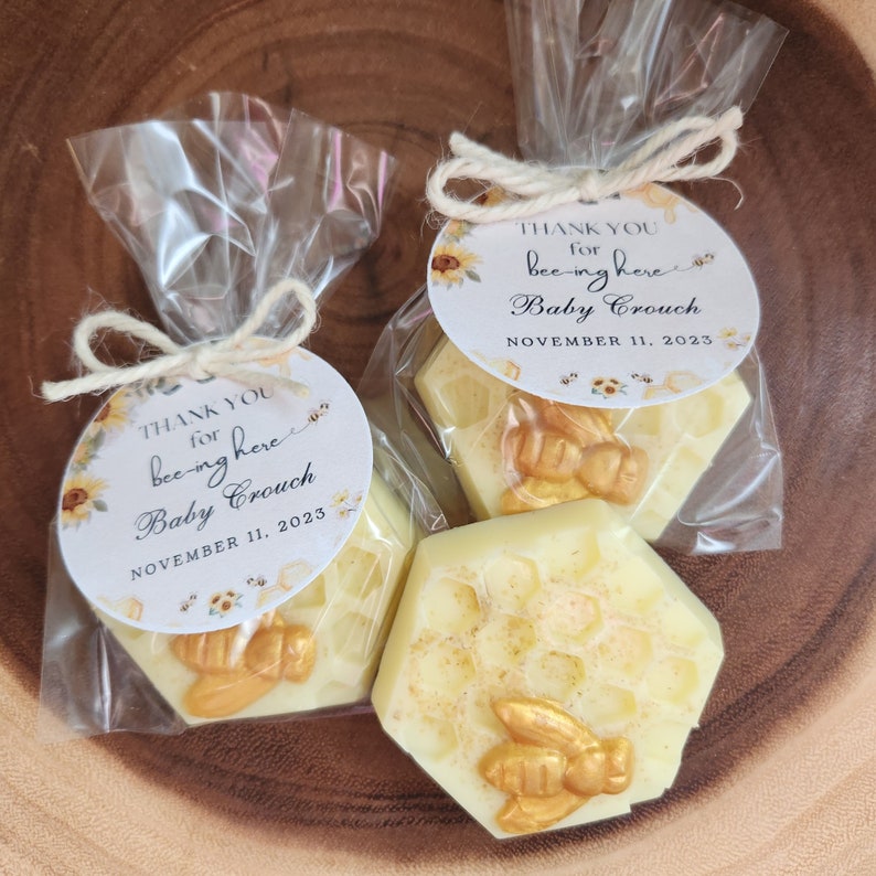 Honey Bee soap baby shower favors, Set of 10 bags Honey Bee Soap, Bee Honeycomb Soap, Honey Baby Shower, Honey Themed Wedding image 2