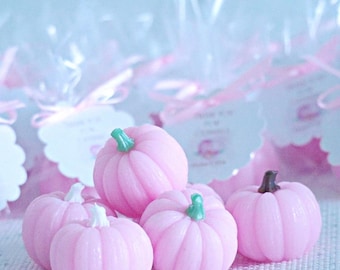 10 Pink Pumpkin Soap Party Favors, Halloween Party, Fall Wedding Favors, Girl Baby Shower, Bridal, Pumkin Pink Boo, Mini pumpkin