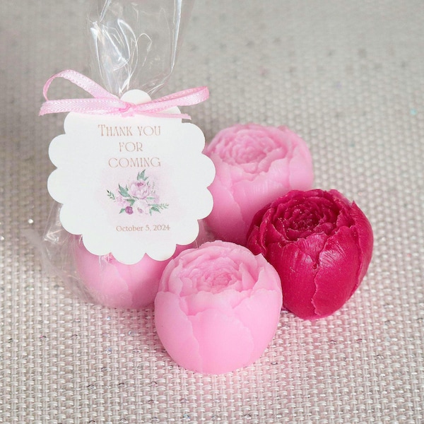10 Pink Peony Soaps, Perfect Little Peonies, Peony flower, Wedding Favors or Bridal Gift, Christmas baby shower