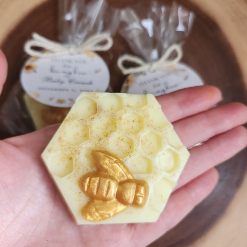 Honey Bee soap baby shower favors, Set of 10 bags Honey Bee Soap, Bee Honeycomb Soap, Honey Baby Shower, Honey Themed Wedding image 3