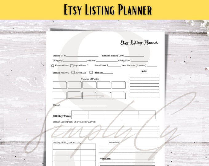 Featured listing image: Etsy Listing Planner | Digital Planner | Etsy Listing Template | Printable Template | Etsy Planner | PDF