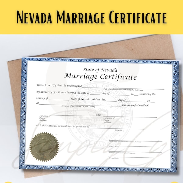 New York Marriage Certificate With Seal and Statue of Liberty Outline