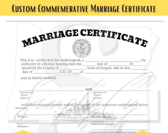 オレゴン州記念結婚証明書、デジタルダウンロード、オレゴン州結婚証明書、印刷可能な証明書、デジタル証明書