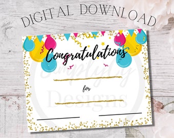 Certificate Template, Congrats Certificate, Award Template, Downloadable Award, Blank Award, DIY Certificate, Award Certificate Template