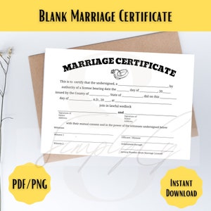 Gedenk-Heiratsurkunde, digitaler Download, nicht-bundeseinheitliche Hochzeitsurkunde, druckbare Urkunde, digitale Urkunde