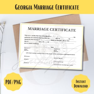 Georgia Gedenk Heiratsurkunde, Digitaler Download, Georgia Hochzeitsurkunde, druckbare Urkunde, Digitale Urkunde