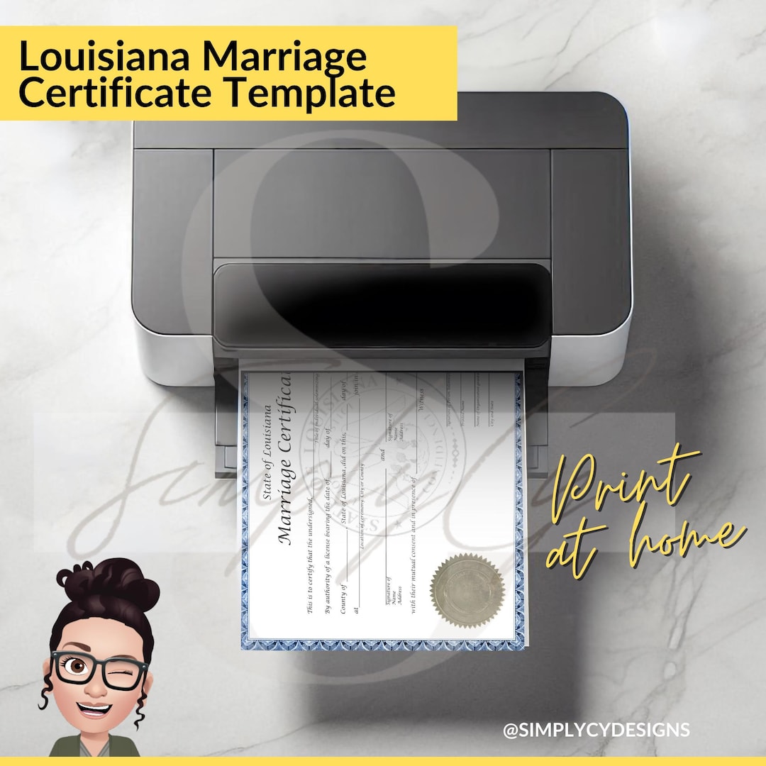 Louisiana Marriage Certificate With Blue Border And State Seal louisiana-marriage-certificate-with-blue-border-and-state-seal