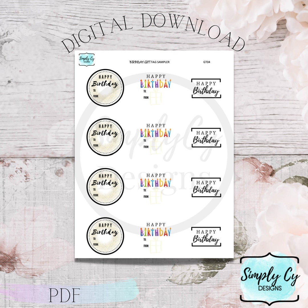 Avery Template Birthday Gift Tag Sampler Printable Etsy