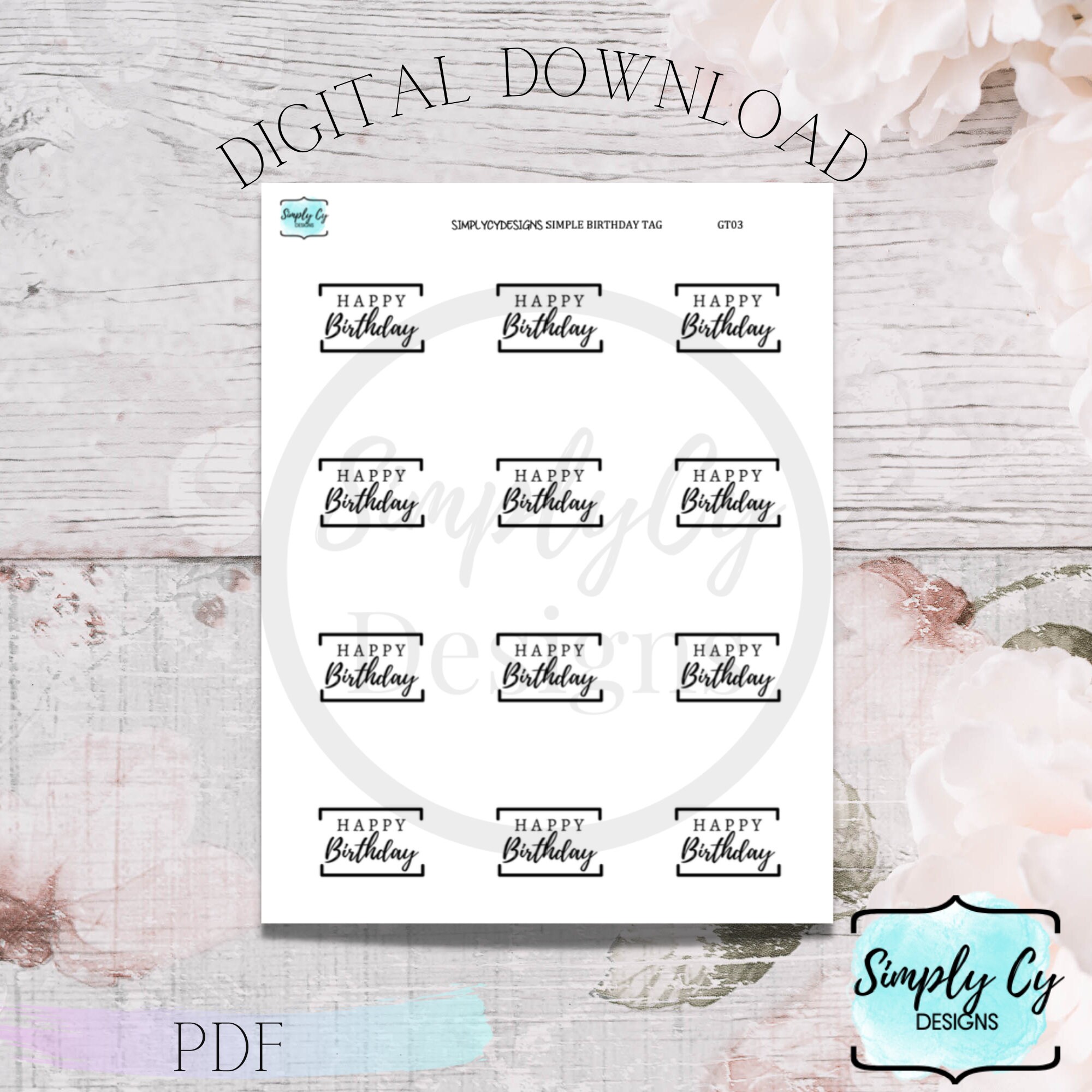 Printable Birthday Tags Simple Birthday Tags Downloadable - Etsy