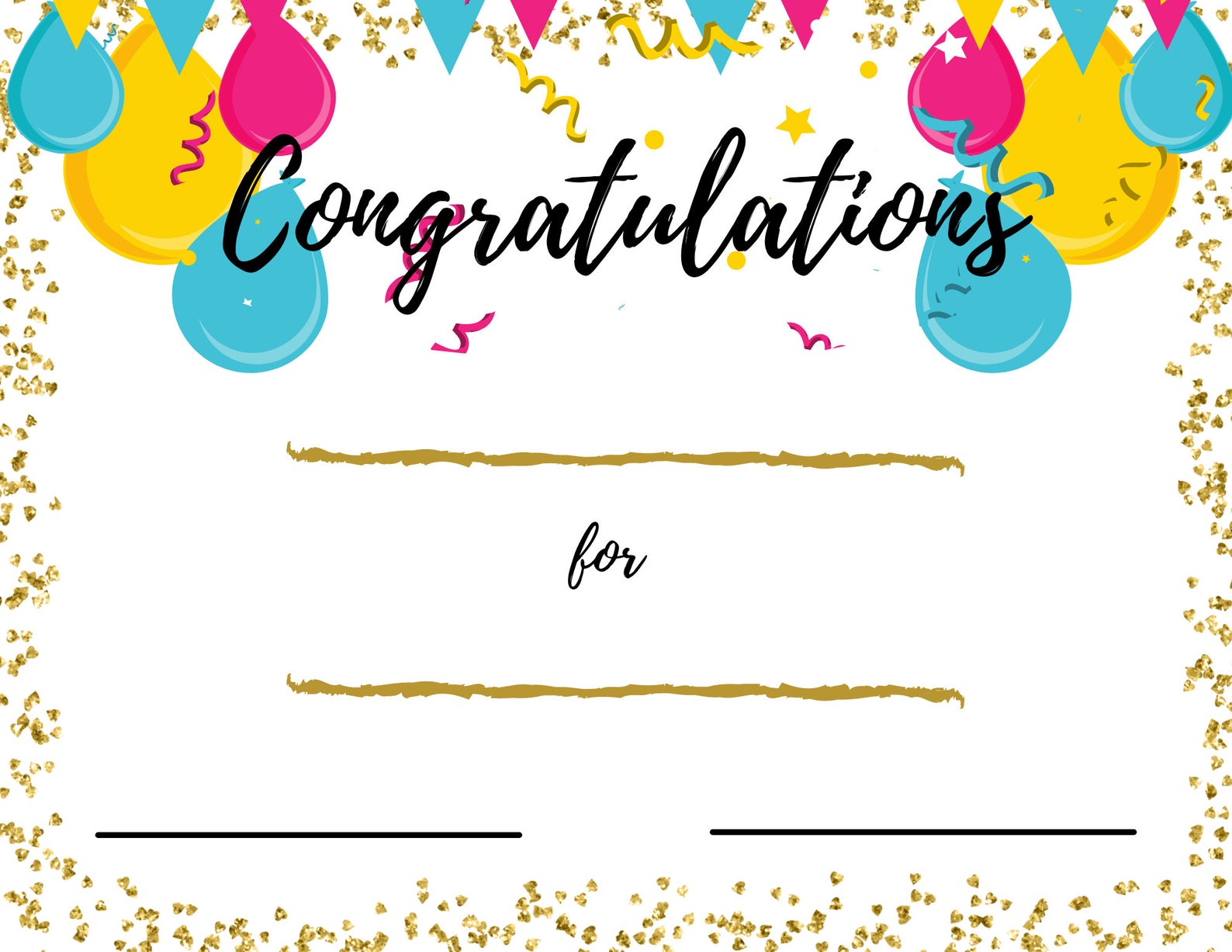 Certificate Template Congrats Certificate Award Template Etsy