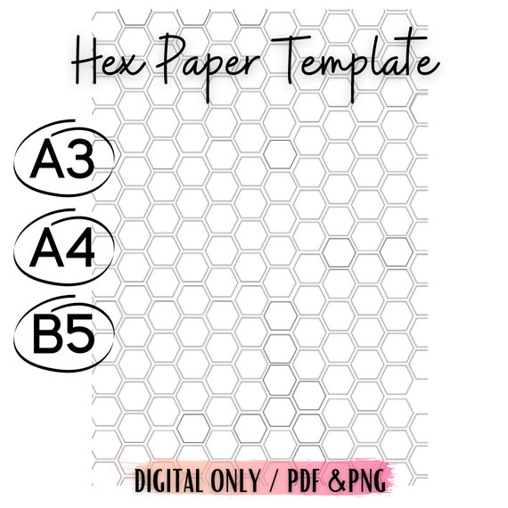 printable hex paper template a3 a4 b5 hex grid paper etsy