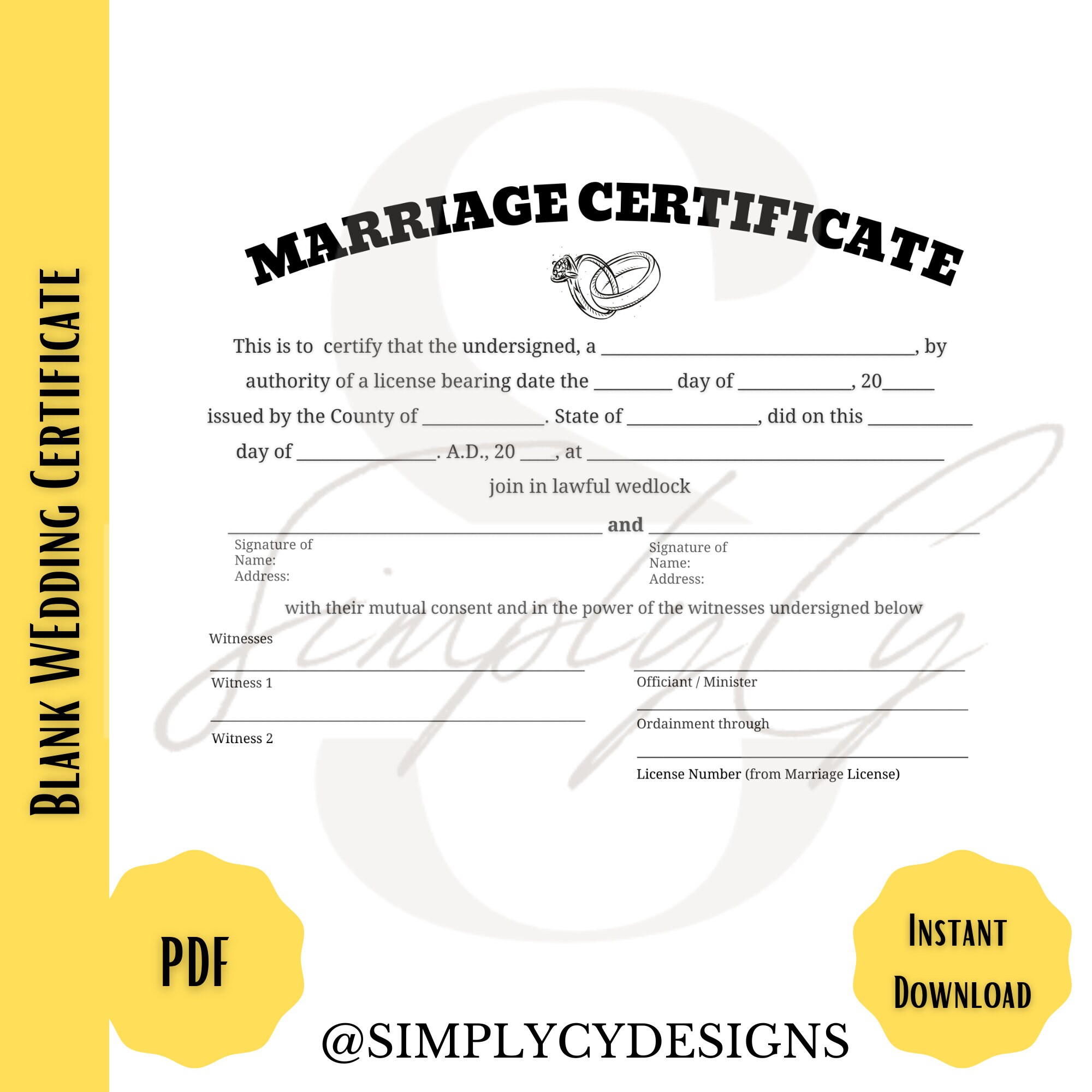 Commemorative Marriage Certificate Digital Download Non State Commemorative Marriage Certificate Digital Download Non State