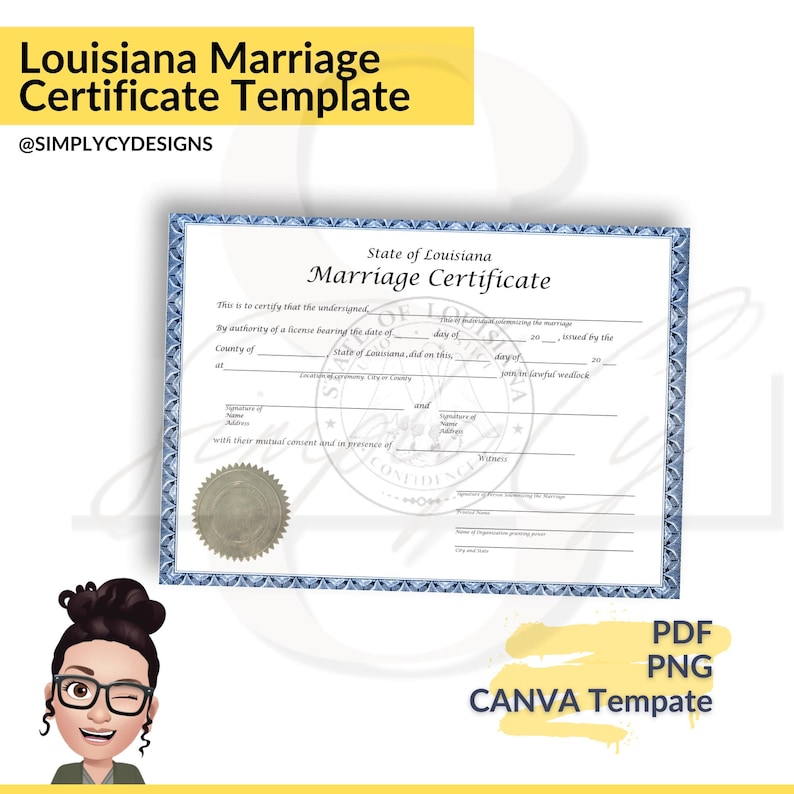 Louisiana Marriage Certificate With Blue Border And State Seal louisiana-marriage-certificate-with-blue-border-and-state-seal
