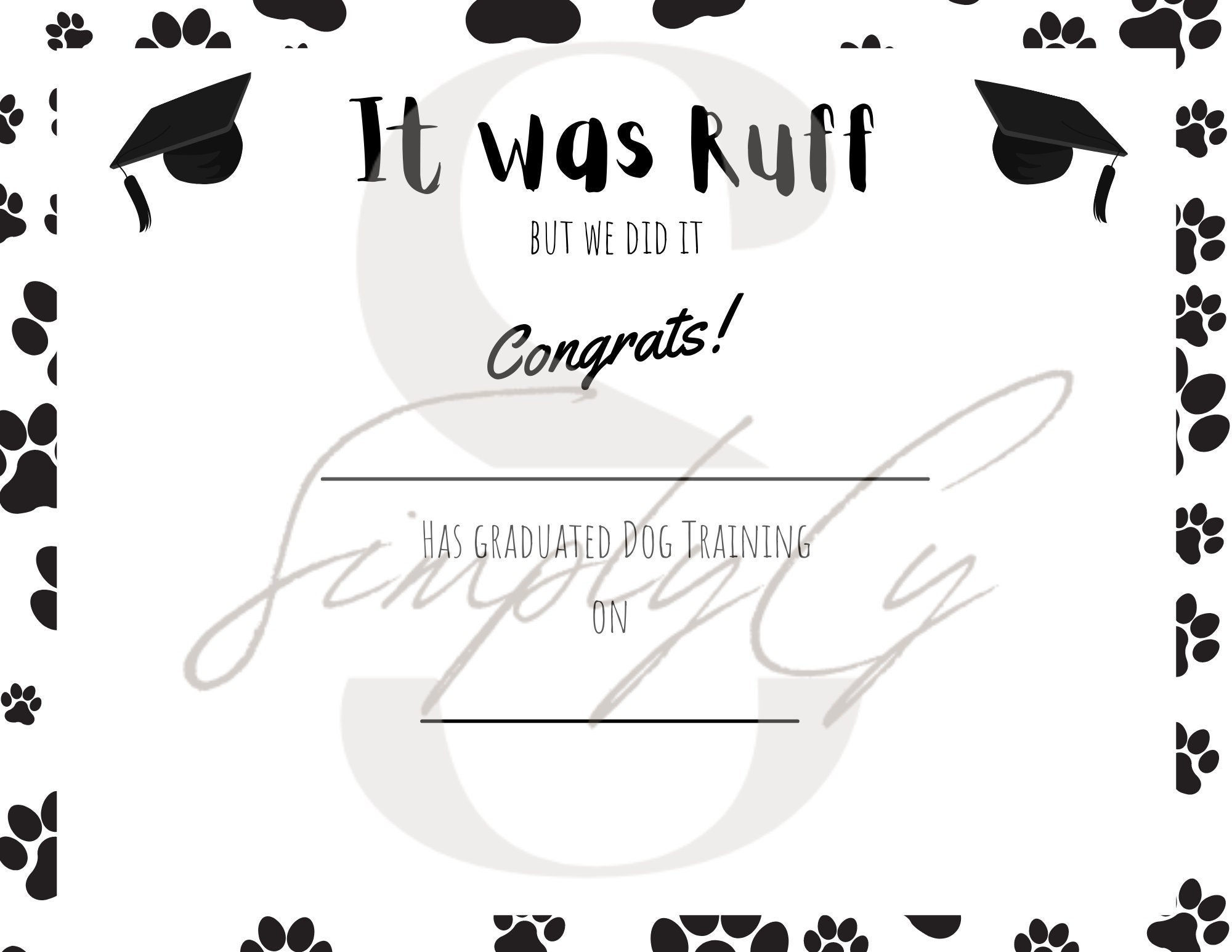 Printable puppy dog graduation certificate printable congratulations 