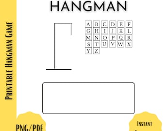 Printable Hangman Game | Hangman Printable PDF | Instant Download | KID3