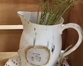 Chalk painted silver pitcher