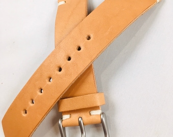 Natural Horween Leather Watch Strap /Natural Watch Band / Handmade 18, 20, 22, 24mm  / Hand Stitched / Leather Watch Strap / USA