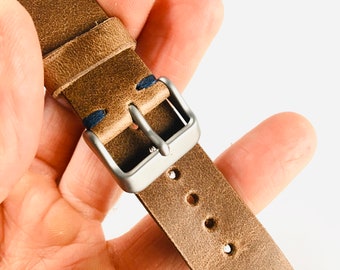 Natural chromexcel Horween Leather Watch Strap | Natural Watch Band |Handmade 18, 20, 22, 24mm | Hand Stitched | Leather Watch Strap / USA