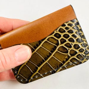 Cartera de piel curtida vegetal de grano completo / Cartera vertical hecha a mano Cartera de bolsillo frontal hecha a mano Cartera minimalista Tarjetero