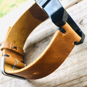 Horween Leather |  leather watch band | leather watch strap | Sunflower | Full grain | tan brown leather watch | 16 ,18, 20, 22, 24mm band