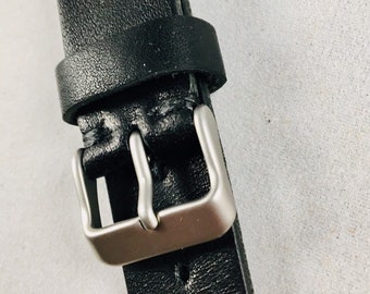 Black Horween leather watch strap | black leather watch band | custom watch band | 16, 18, 20, 22, 24mm | Handmade in USA