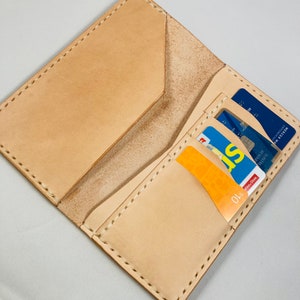 Cartera de cuero curtido vegetal hecha a mano / Cuero curtido vegetal / Natural / Cartera larga / Cartera de cuero personalizada / Cuero de grano completo