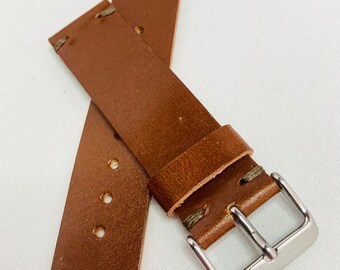 Vegetable tanned Leather Watch Strap / Full grain Watch Band Brown / Handmade 18, 20, 22, 24mm  / Hand Stitched / quick release | Apple