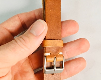 Leather Watch Band | Horween leather Watch Strap | Custom Sizes 18mm, 20mm 22mm, 24mm | English Tan Leather | Handmade in the USA