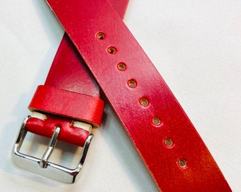 Full grain leather strap | leather watch strap | Premium leather | Red | English Bridle | leather watch band