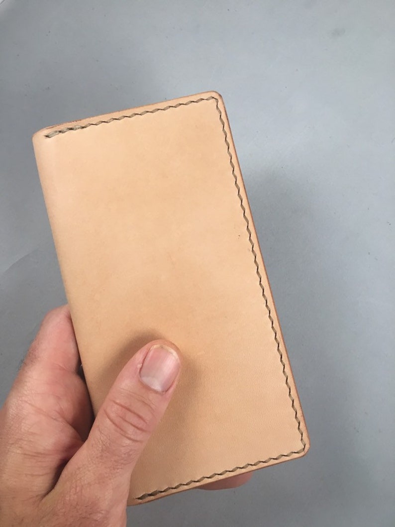 Handmade leather wallet Vegetable tanned leather hand dyed long wallet custom leather wallet full grain leather image 3
