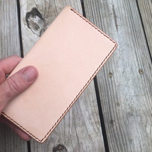 Handmade leather wallet Vegetable tanned leather hand dyed long wallet custom leather wallet full grain leather image 8